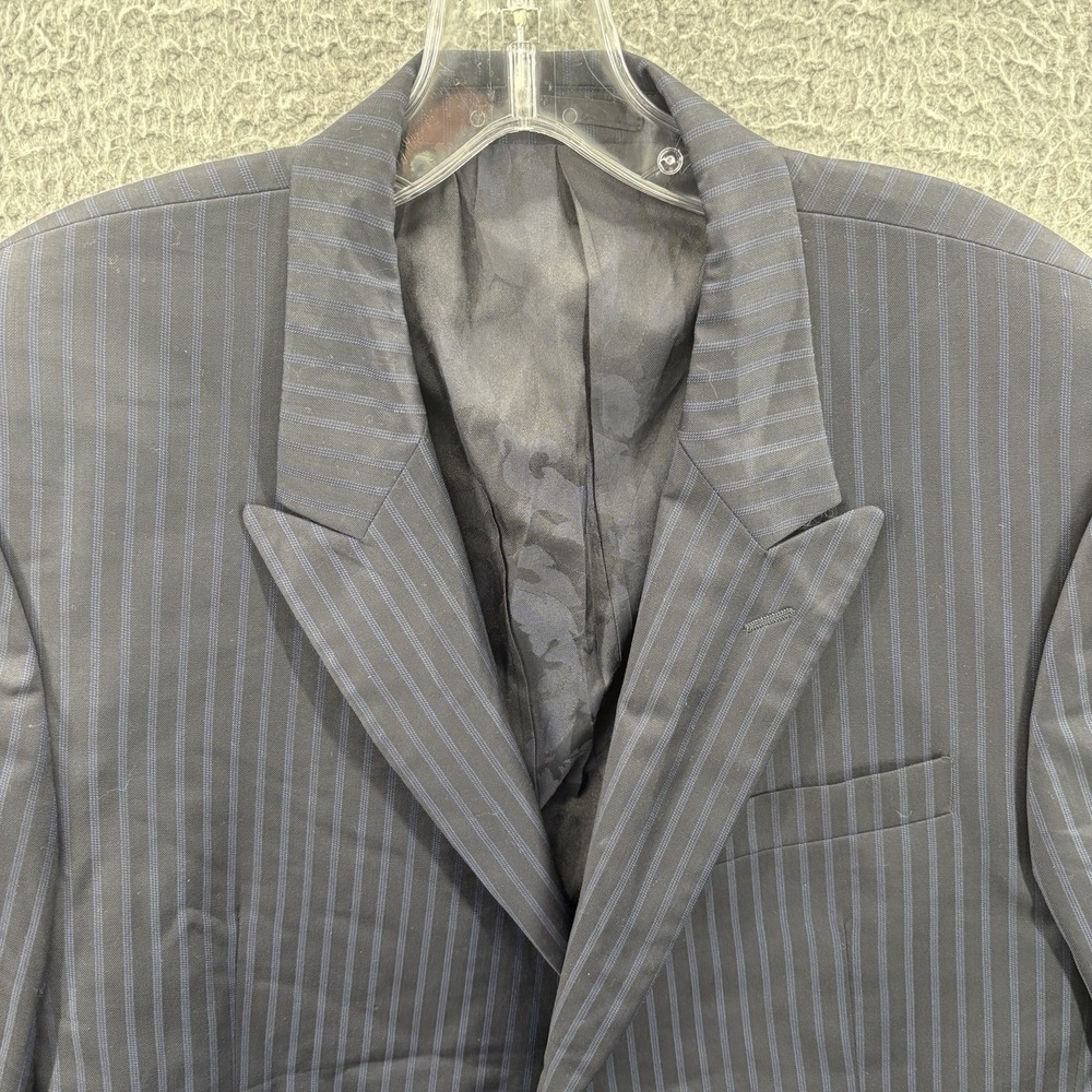 VERSACE Suit Navy Blue Pinstripe Wool Notch Lapel Italian Size 52  * - Picture 3 of 16